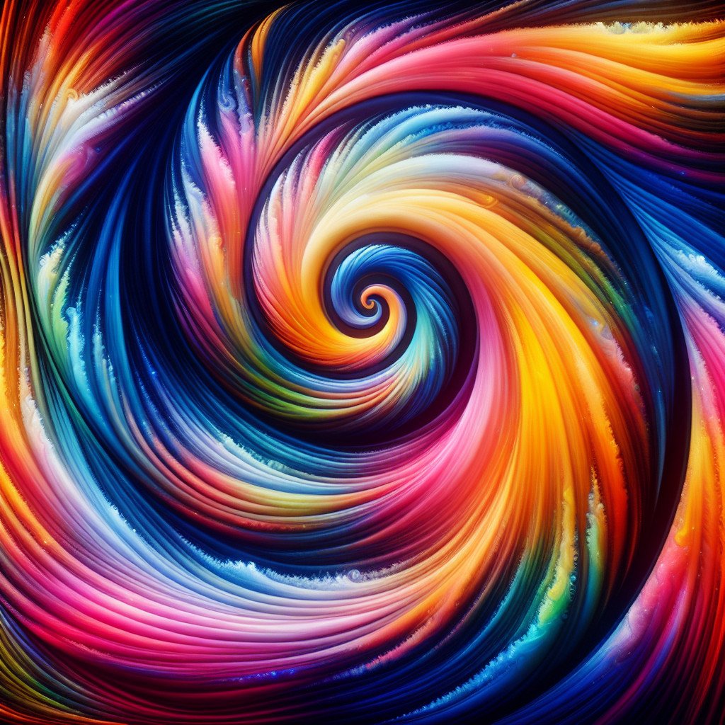 Fargerik spiralmønster, lyse regnbuefarger i bevegelse