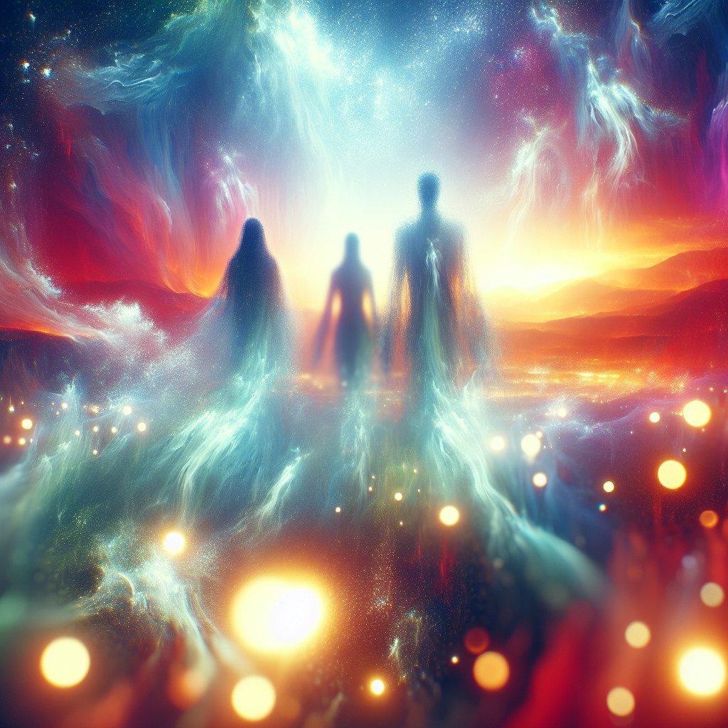 Mystiske silhuetter i fargerik drømmeverden