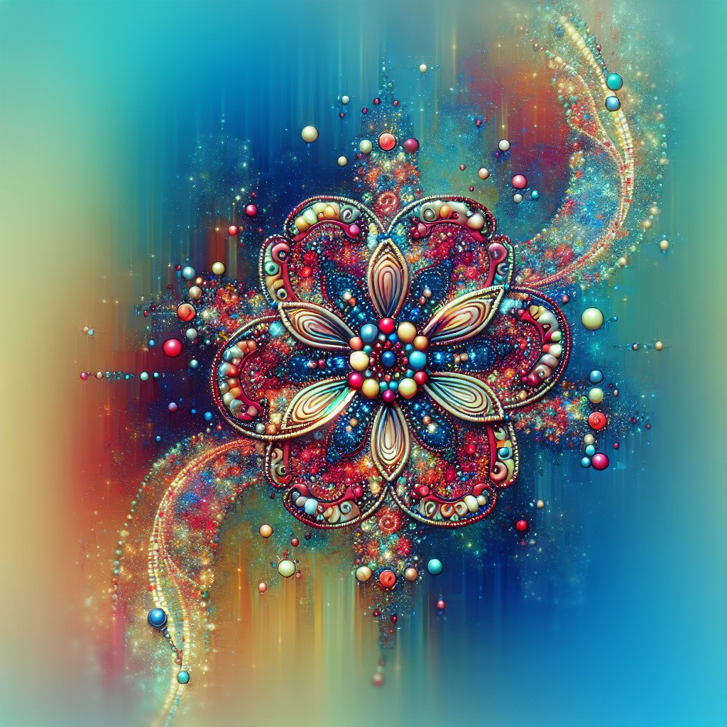 Fargerik og intrikat digital mandala med glitter