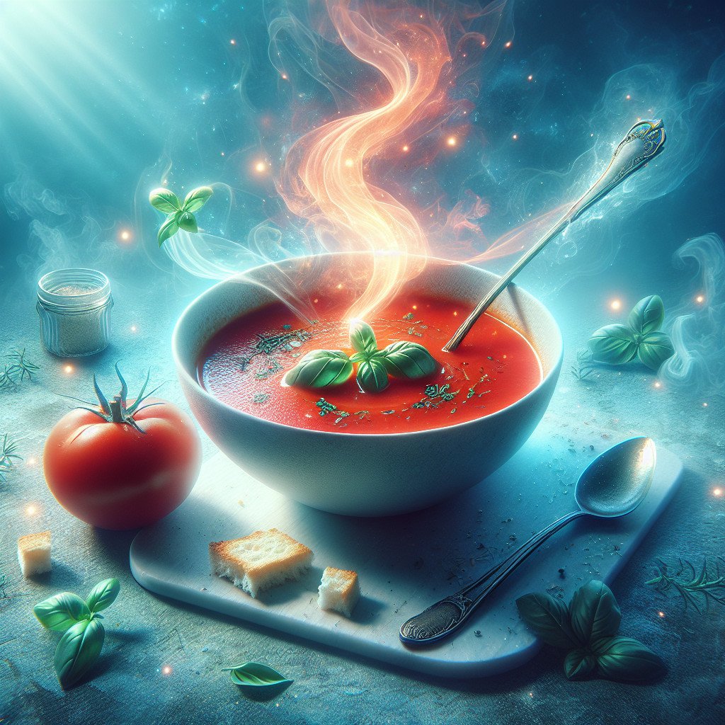 Tomatsuppe med basilikum og krutonger