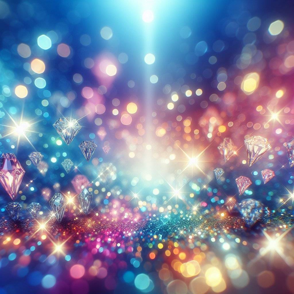 Glitrende diamanter mot fargerik, lysende bakgrunn